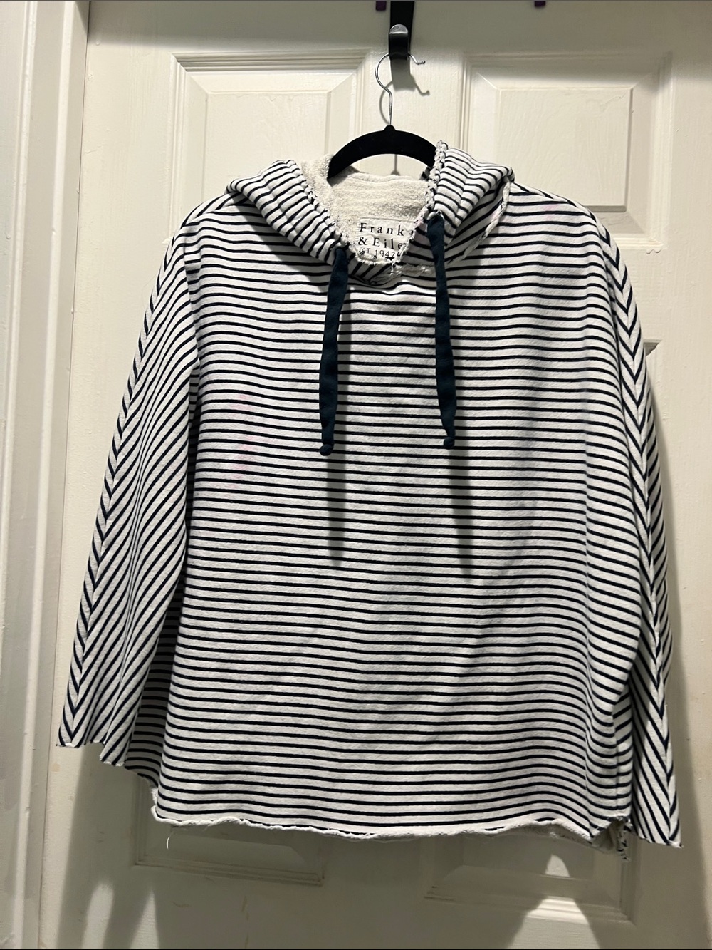 Frank & Eileen Kane Caplet White and Navy Striped Hoodie